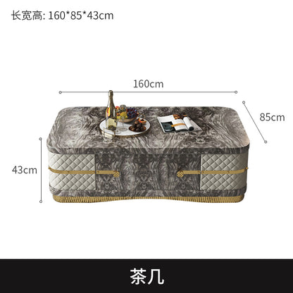 Italian Style Light Luxury Living Room Lacquered Genuine Leather Sofa Large Apartment High-End Villa Designer Mansion Whole House Furniture Customization