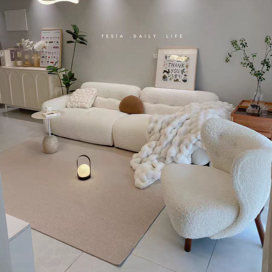 Cloud Lamb Fabric Straight Sofa