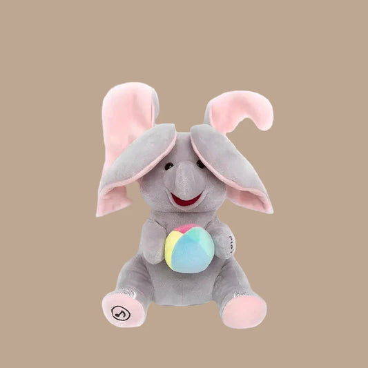 Peek-a-Boo Animated Plush Toy - Singing & Hiding Elephant/Bear Companion - Interactive Musical Stuffed Animal for Baby & Toddler